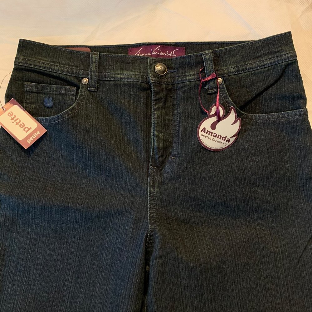 Gloria Vanderbilt Amanda Stretch Classic Fit Denim Jeans 8P Petite Average New - Picture 2 of 7